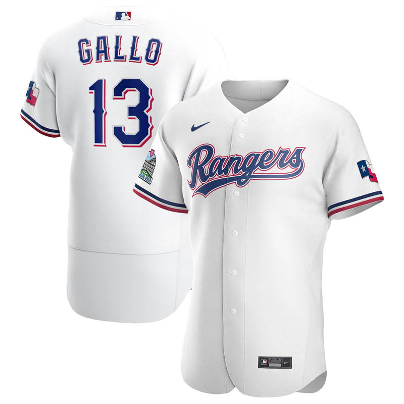 MLB Men Texas Rangers #13 Joey Gallo Nike White Home 2020 Authentic Player Jersey ->texas rangers->MLB Jersey